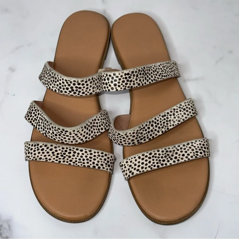 MADEWELL The Ilana Slide Sandal in Spot Dot Calf Hair Size 10